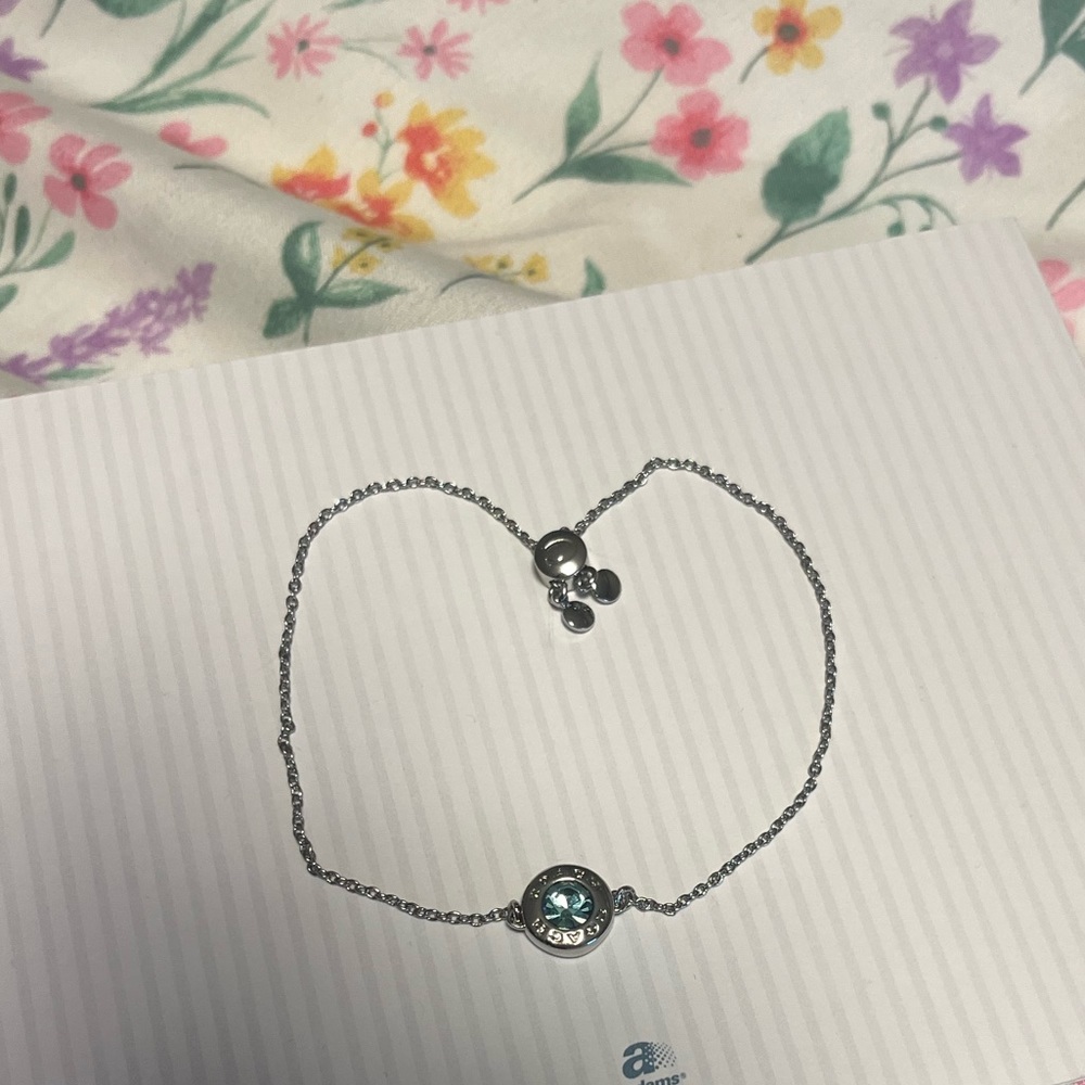 Coach Silver Bracelet with Teal Accent